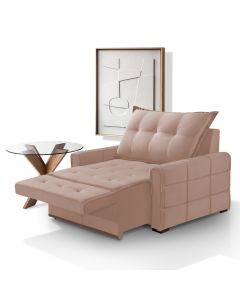 Poltrona Confortável Retrátil e Reclinável 1,20m Dubai Veludo Rosê